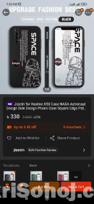 Realme X50 Nasa Space edition Silicon back cover